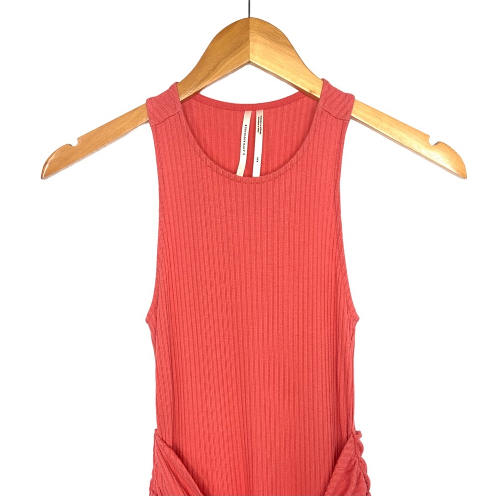 Anthropologie Ribbed Kingsolver Midi Tank Dress XXS Raspberry Shark bite Hem - Picture 4 of 9